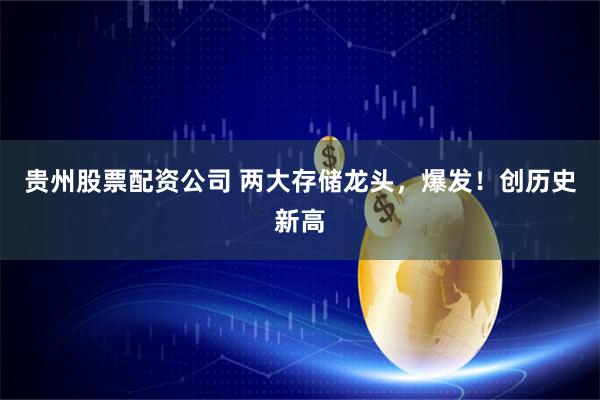 贵州股票配资公司 两大存储龙头,爆发!创历史新高